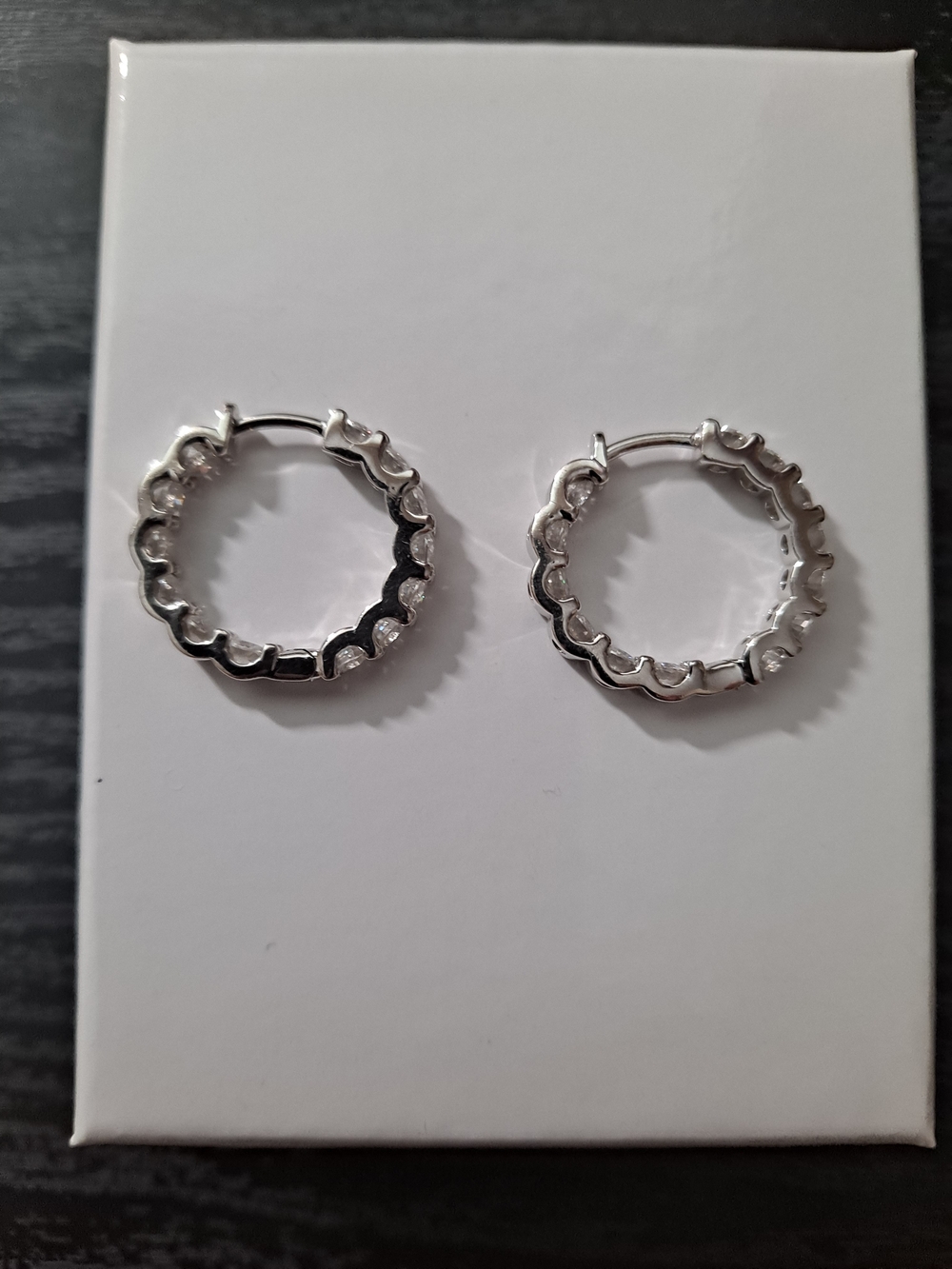 Certified 3.5mm 2.8CT Colorless Moissanite 925 Sterling Silver Hoop Earrings - Picture 6 of 11